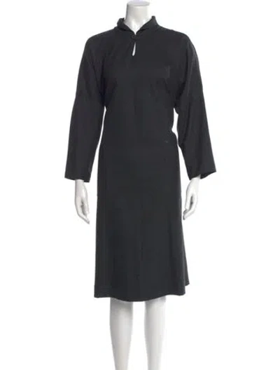 Pre-owned Eskandar Mock Neck Midi Length Dress In Gray