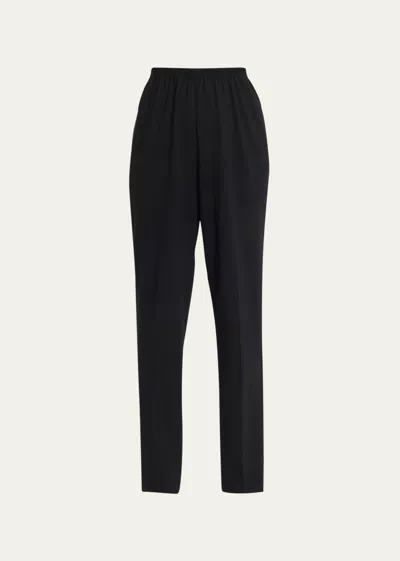 Eskandar Narrow Elastic Waist Wool Trousers In Black