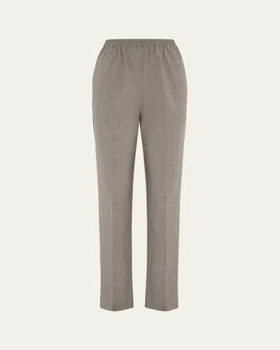 Eskandar Narrow Elastic Waist Wool Trousers In Mushroom