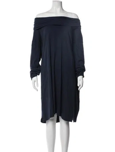 Pre-owned Eskandar Off-the-shoulder Midi Length Dress In Blue