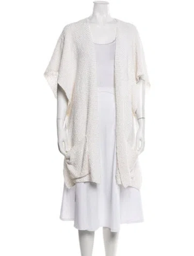 Pre-owned Eskandar Open Front Sweater In White
