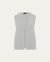 Eskandar Open Waistcoat (mid Length) In Lightdenim