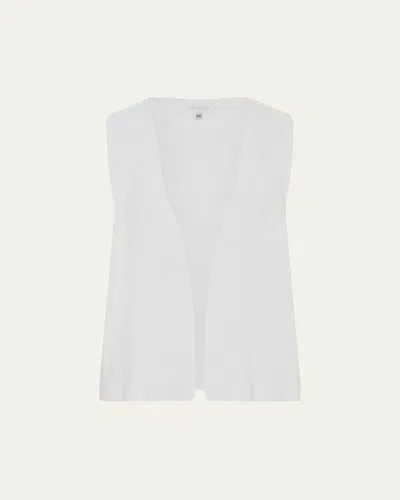 Eskandar Open Waistcoat (mid Length) In White