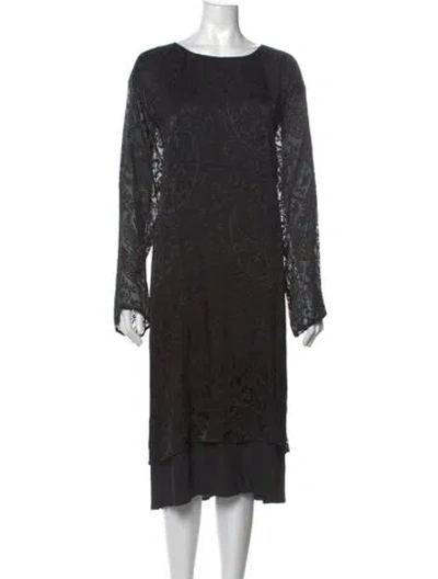 Pre-owned Eskandar Paisley Print Midi Length Dress In Black
