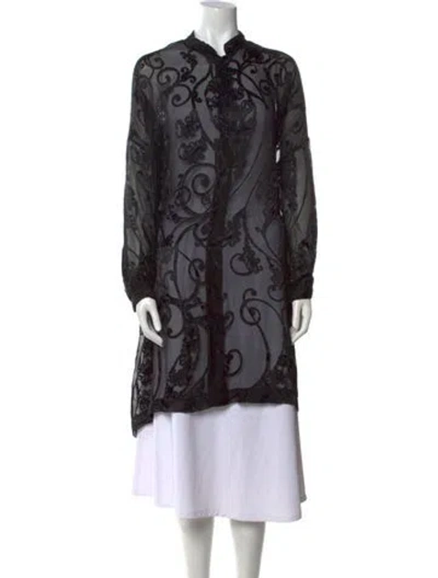 Pre-owned Eskandar Paisley Print Mock Neck Tunic W/ Tags In Black