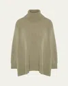 Eskandar Panelled A-line Roll Neck Sweater (mid Plus Length) In Green