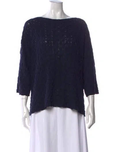 Pre-owned Eskandar Patterned Bateau Neckline Sweater In Blue