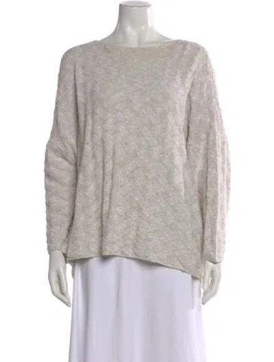 Pre-owned Eskandar Patterned Bateau Neckline Sweater In Gray