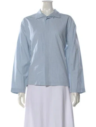 Pre-owned Eskandar Patterned Long Sleeve Top In Blue