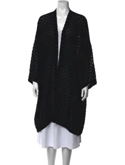 Pre-owned Eskandar Patterned Open Front Sweater In Black