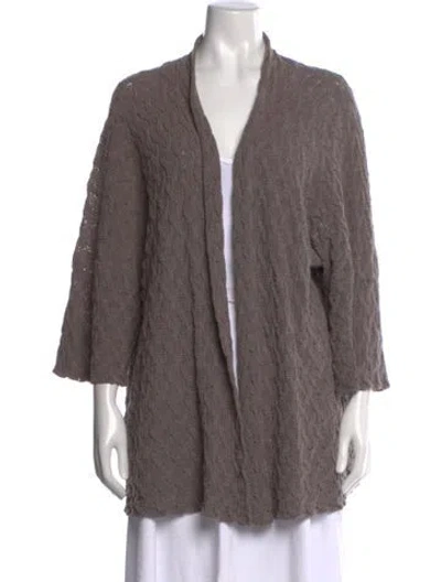 Pre-owned Eskandar Patterned Open Front Sweater In Grey