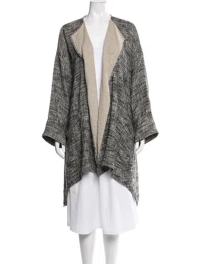 Pre-owned Eskandar Patterned Open Front Sweater In Grey