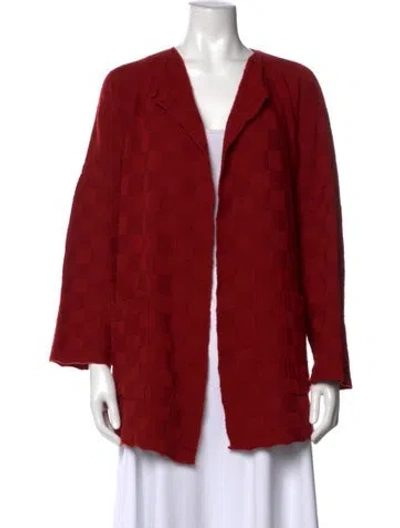 Pre-owned Eskandar Patterned Open Front Sweater In Red