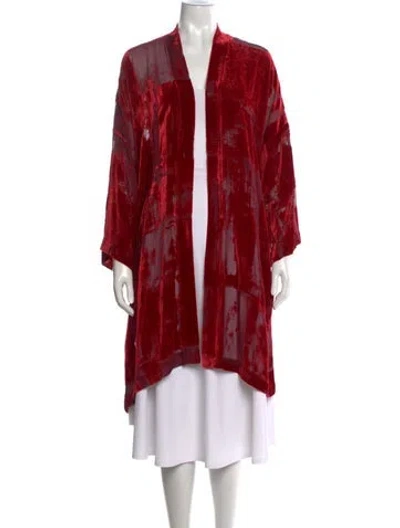 Pre-owned Eskandar Patterned Open Front Sweater W/ Tags In Red