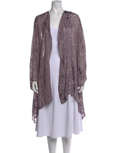 Pre-owned Eskandar Patterned Open Front Top In Purple