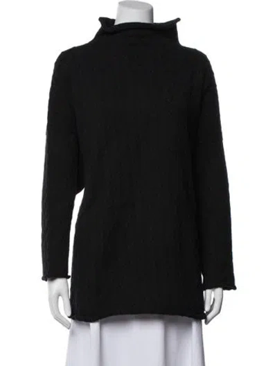 Pre-owned Eskandar Patterned Turtleneck Sweater In Black