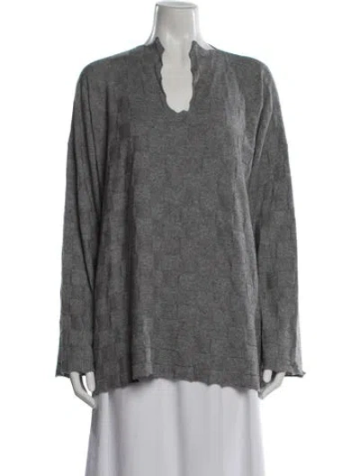 Pre-owned Eskandar Patterned V-neck Sweater In Grey