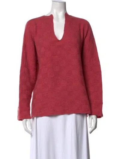 Pre-owned Eskandar Patterned V-neck Sweater In Red