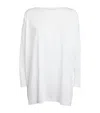 Eskandar Pima Cotton A-line Long-sleeved Top In White