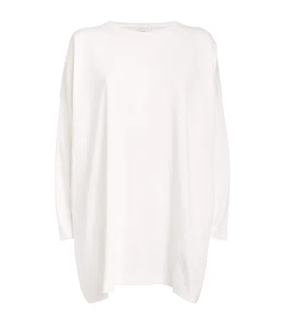 Eskandar Pima Cotton Long-sleeve Round-neck T-shirt In White