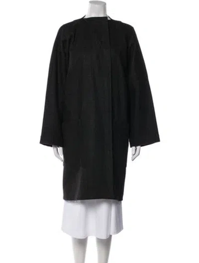 Pre-owned Eskandar Plaid Print Coat In Black