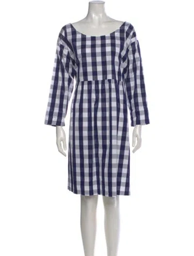 Pre-owned Eskandar Plaid Print Knee-length Dress In Blue