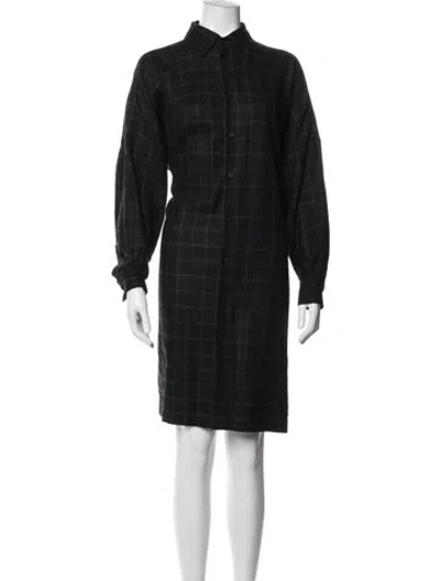 Pre-owned Eskandar Plaid Print Knee-length Dress In Blue