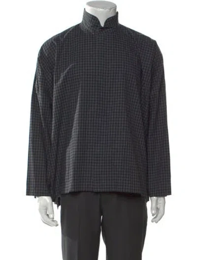 Pre-owned Eskandar Plaid Print Long Sleeve Shirt In Grey