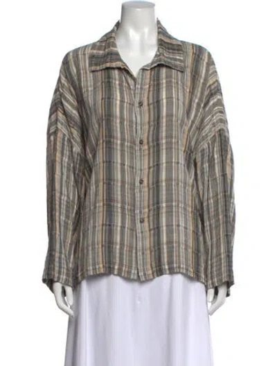 Pre-owned Eskandar Plaid Print Long Sleeve Top In Neutral