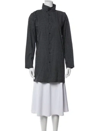 Pre-owned Eskandar Plaid Print Long Sleeve Tunic In Blue