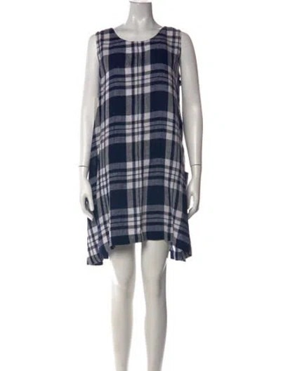 Pre-owned Eskandar Plaid Print Mini Dress In Blue