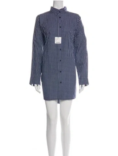 Pre-owned Eskandar Plaid Print Mini Dress W/ Tags In Green