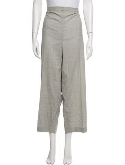 Pre-owned Eskandar Plaid Print Wide Leg Pants In Grey