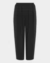 Shop Eskandar Pleated Stretch Wool Straight-leg Crop Trousers