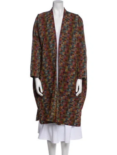 Pre-owned Eskandar Printed Coat In Burgundy