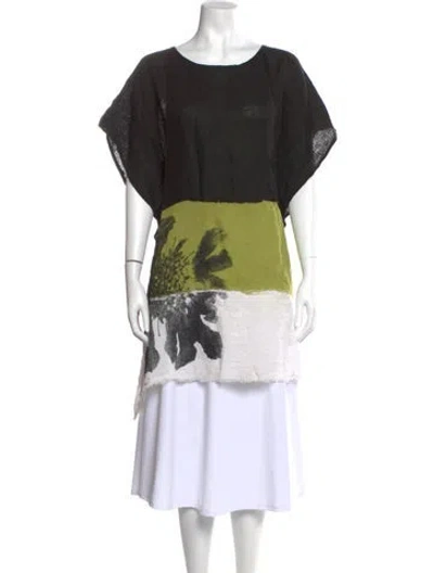 Pre-owned Eskandar Printed Crew Neck Top In Black