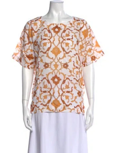 Pre-owned Eskandar Printed Crew Neck Top In Yellow