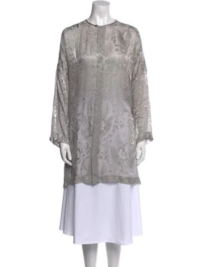 Pre-owned Eskandar Printed Crew Neck Tunic In Gray