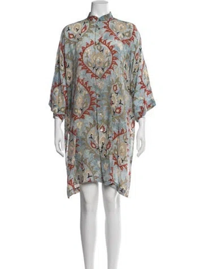 Pre-owned Eskandar Printed Knee-length Dress In Blue