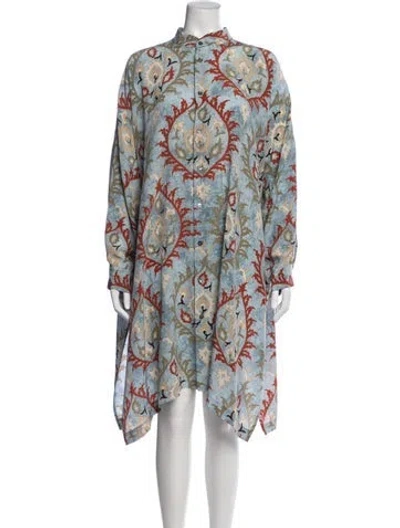 Pre-owned Eskandar Printed Long Dress In Blue