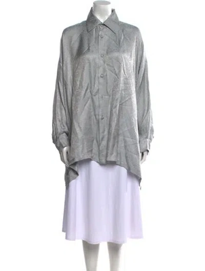 Pre-owned Eskandar Printed Long Sleeve Tunic In Gray