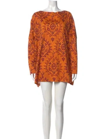 Pre-owned Eskandar Printed Mini Dress In Orange