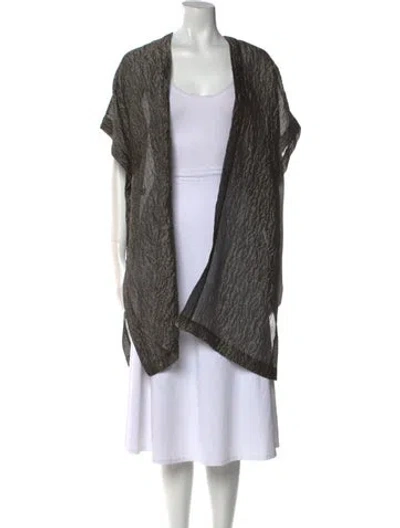 Pre-owned Eskandar Printed Open Front Tunic In Silver