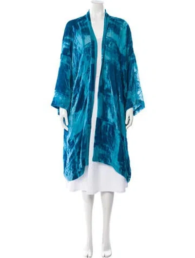 Pre-owned Eskandar Printed Robe In Blue