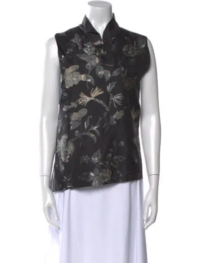 Pre-owned Eskandar Printed Sleeveless Polo In Black