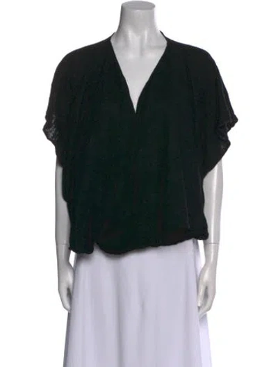Pre-owned Eskandar Printed V-neck Blouse In Black