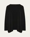 Eskandar Raglan-sleeve Round Neck Sweater (long Length) In Black