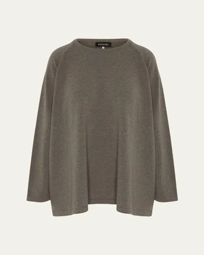 Eskandar Raglan-sleeve Round Neck Sweater (long Length) In Brown