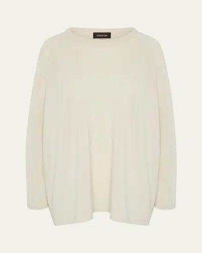 Eskandar Raglan-sleeve Round Neck Sweater (long Length) In White