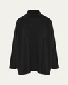 Eskandar Raglan-sleeve Scrunch-neck Sweater (long Length) In Black